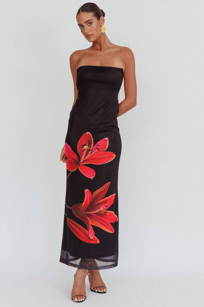 Teylor | Trägerloses Blumenkleid