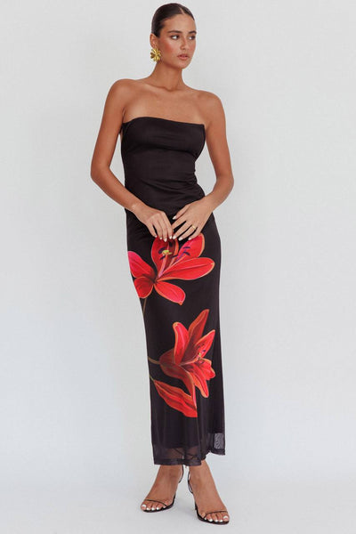 Teylor | Trägerloses Blumenkleid