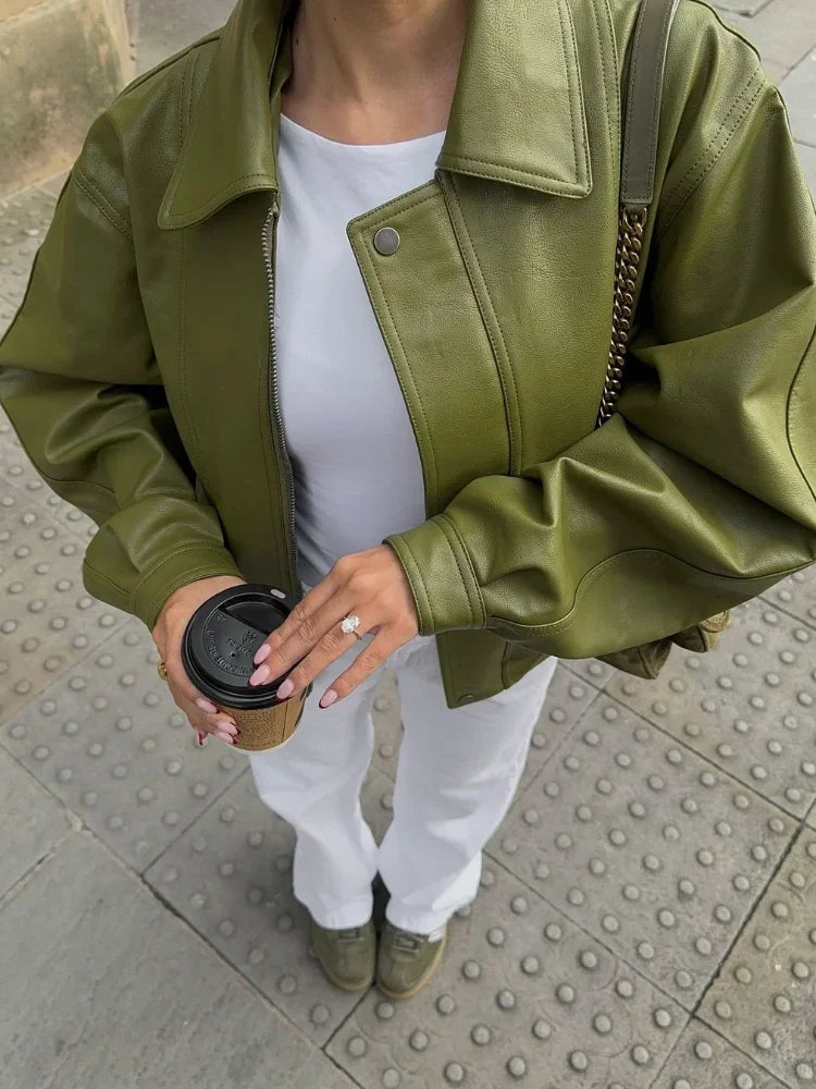 Simone - Lederjacke in Übergröße