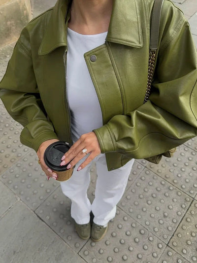 Simone - Lederjacke in Übergröße