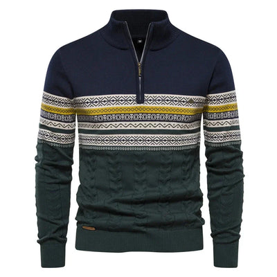 Henrik | Fair Isle Pullover mit Halbzipper