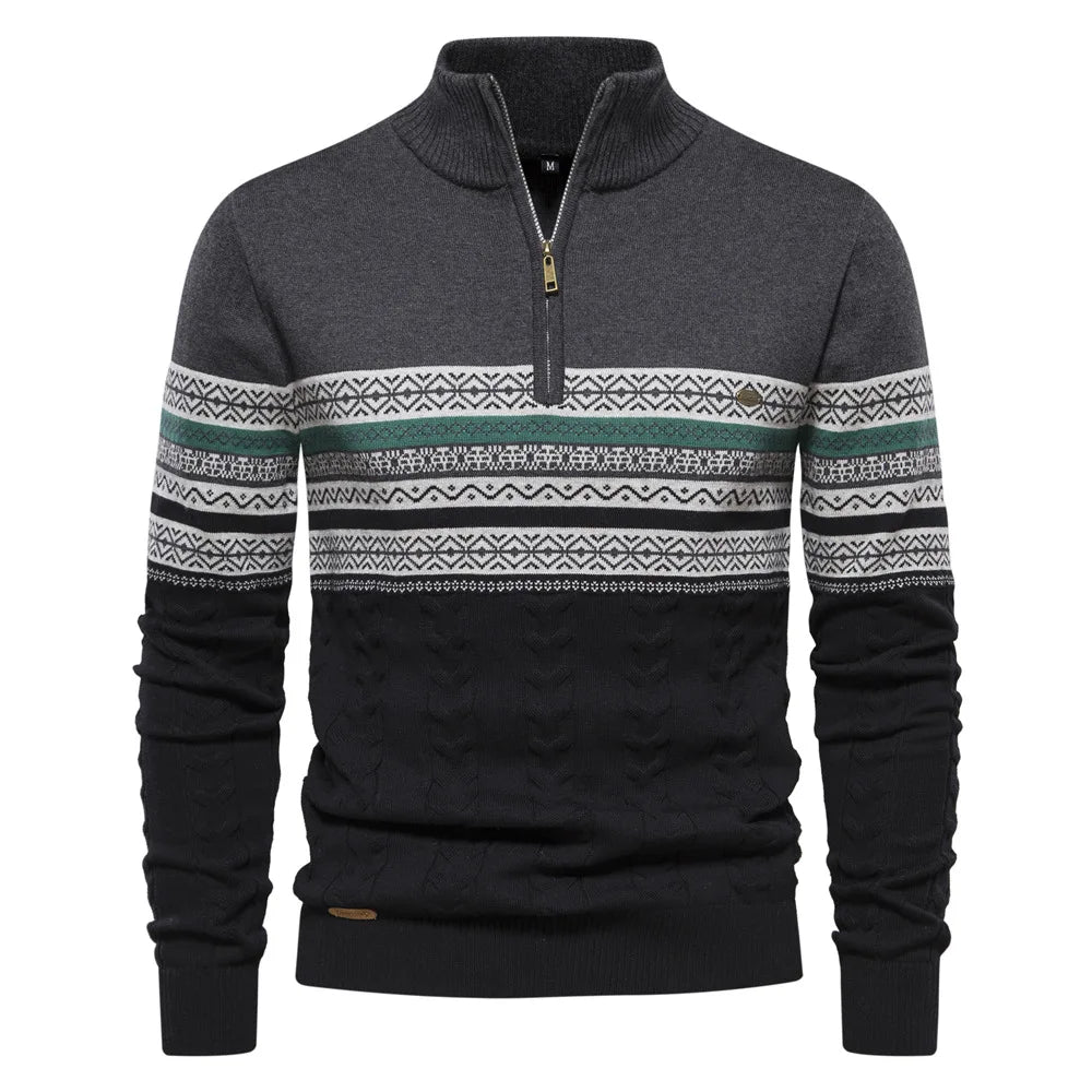Henrik | Fair Isle Pullover mit Halbzipper