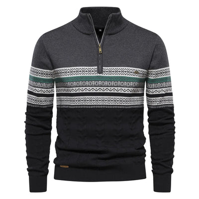 Henrik | Fair Isle Pullover mit Halbzipper